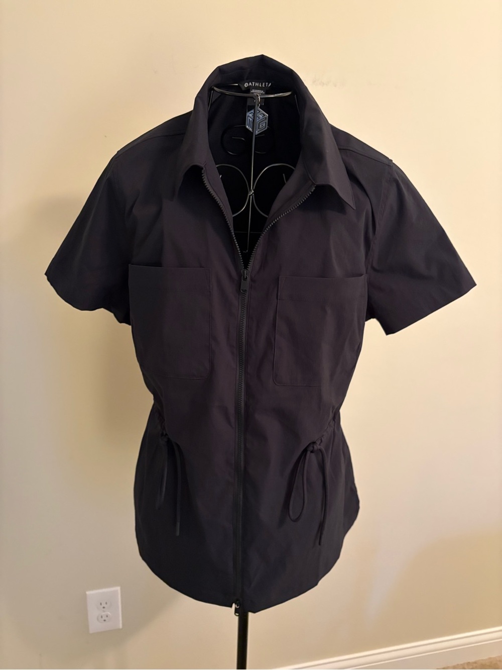 Athleta Black Short-Sleeve Zip Utility Jacket